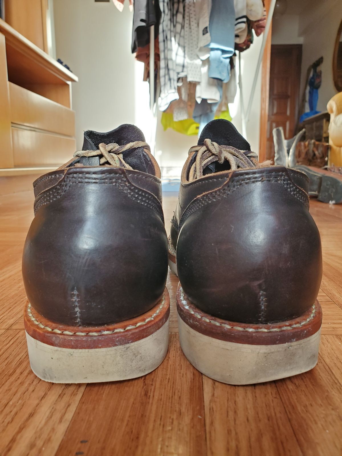 Photo by icarusflies95 on November 5, 2023 of the Viberg 145 Oxford in Horween Black Chromexcel.