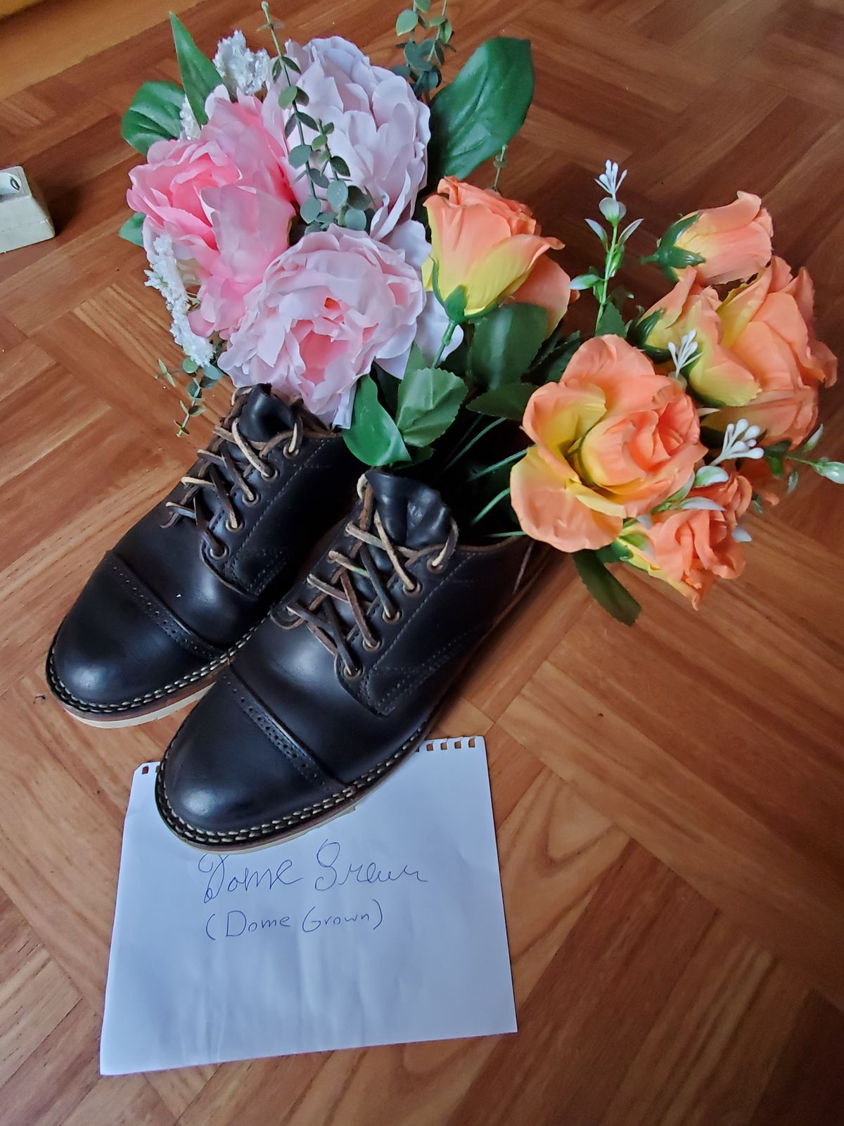 Photo by icarusflies95 on November 5, 2023 of the Viberg 145 Oxford in Horween Black Chromexcel.