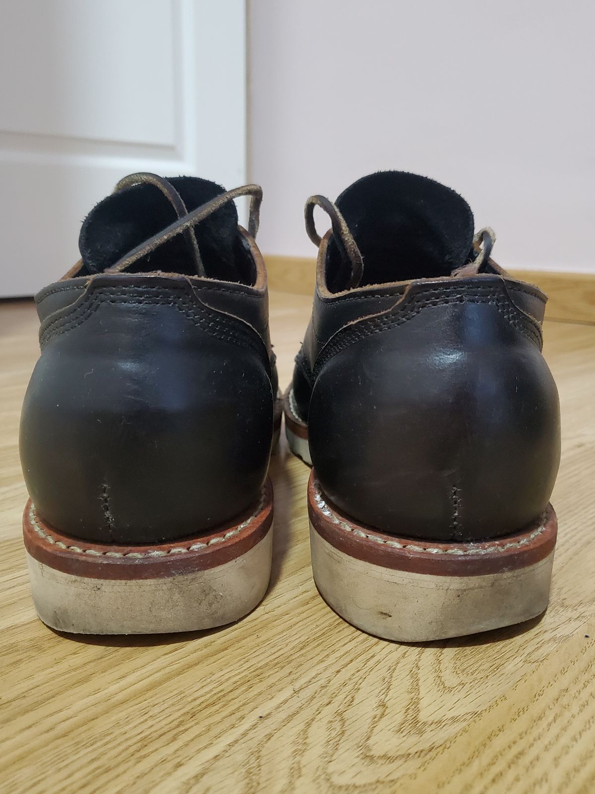Photo by icarusflies95 on January 3, 2024 of the Viberg 145 Oxford in Horween Black Chromexcel.