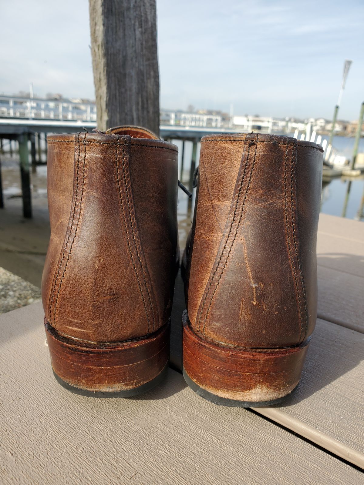 Photo by icarusflies95 on December 5, 2022 of the Red Wing Beckman Chukka in S.B. Foot Unknown Leather.