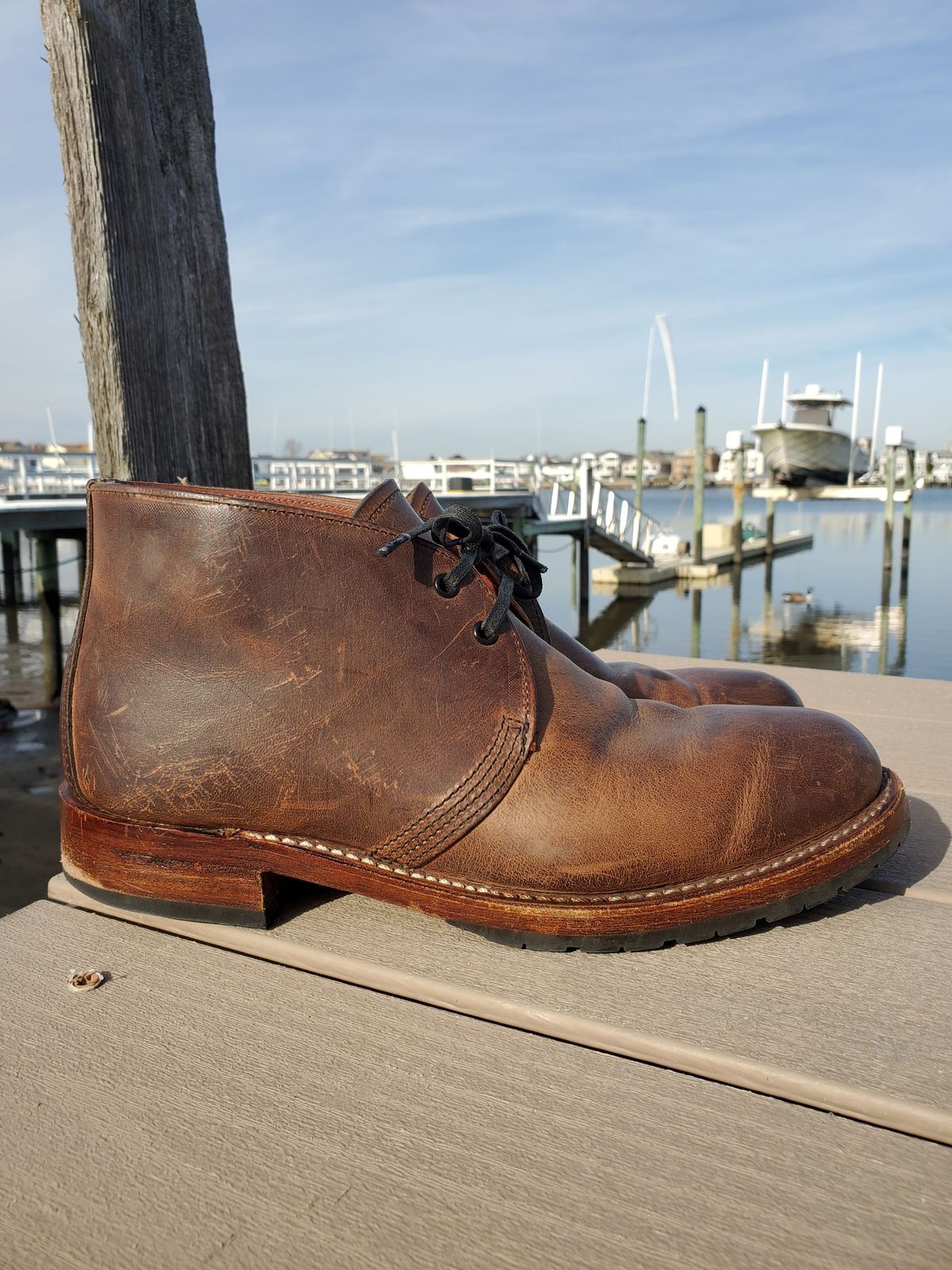 Photo by icarusflies95 on December 5, 2022 of the Red Wing Beckman Chukka in S.B. Foot Unknown Leather.