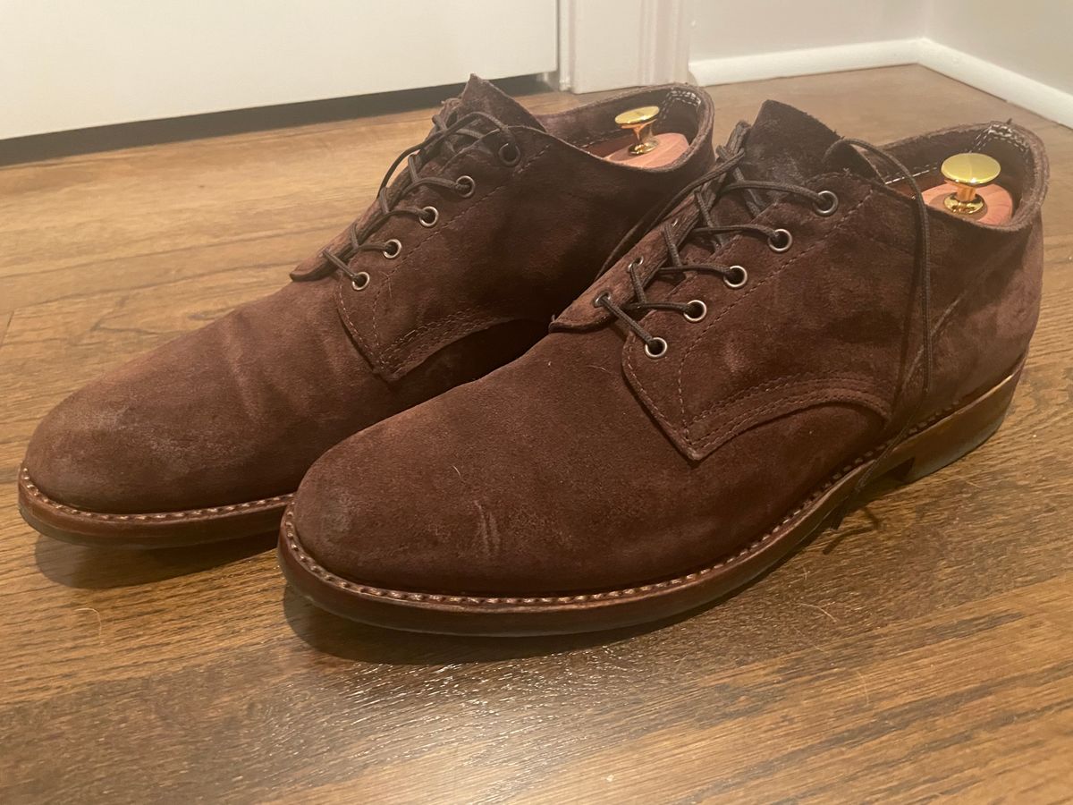 Photo by agpresto on March 3, 2023 of the White's Oxford in C.F. Stead Chocolate Repello Calf Suede.