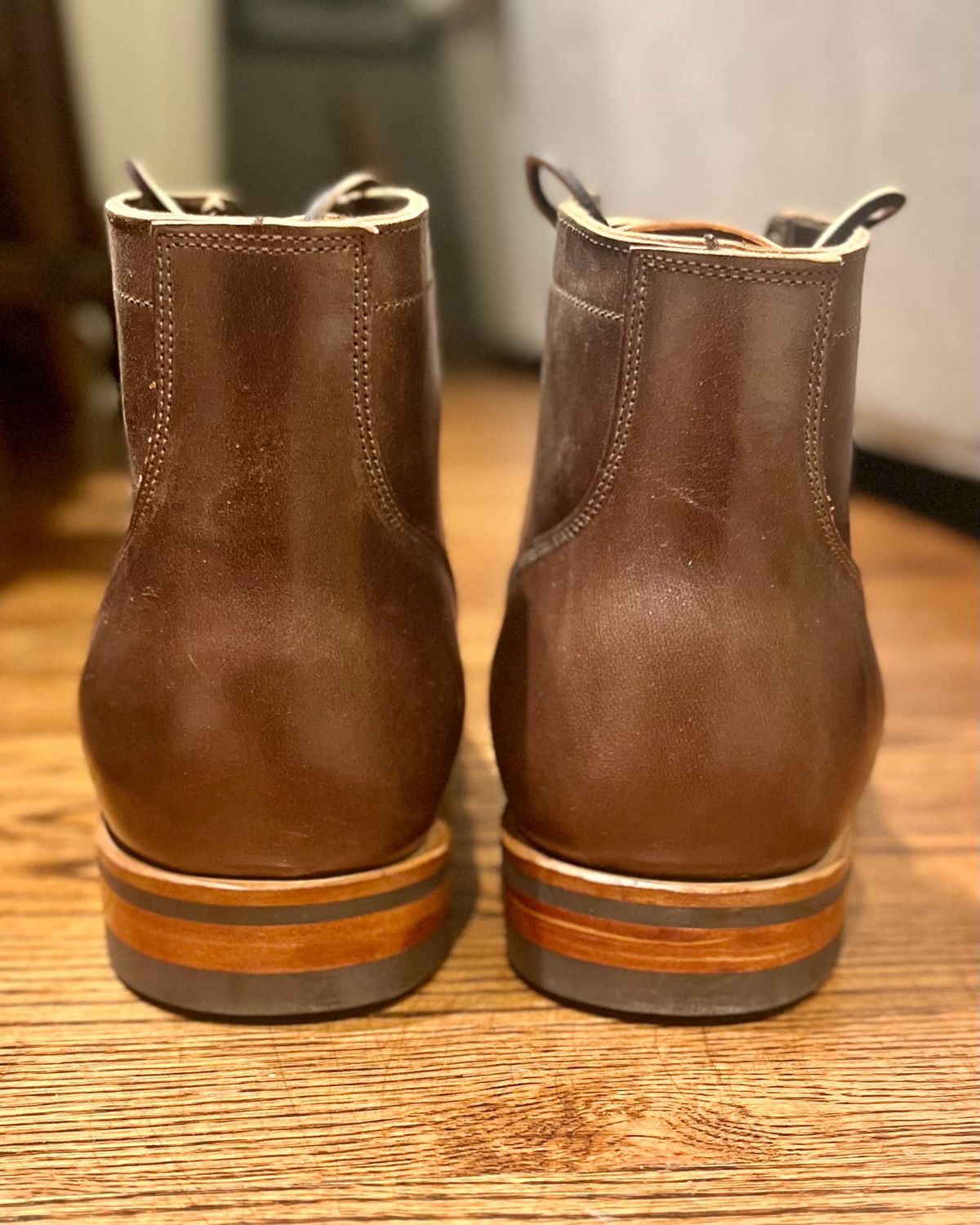 Photo by CellBlaster on December 12, 2023 of the Viberg Service Boot in Maryam Muschio TPR Horsebutt.