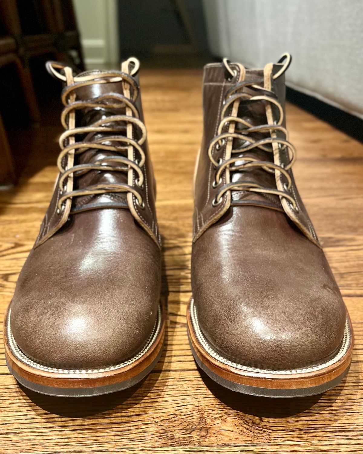 Photo by CellBlaster on December 12, 2023 of the Viberg Service Boot in Maryam Muschio TPR Horsebutt.