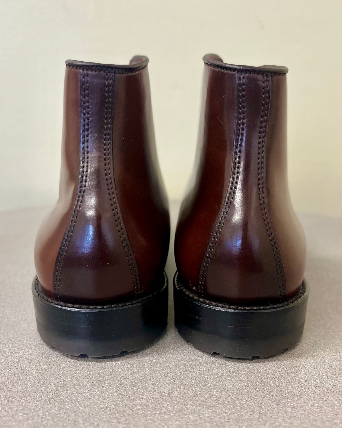 Photo by CellBlaster on October 4, 2023 of the Alden Straight Tip Boot in Horween Color 8 Shell Cordovan.
