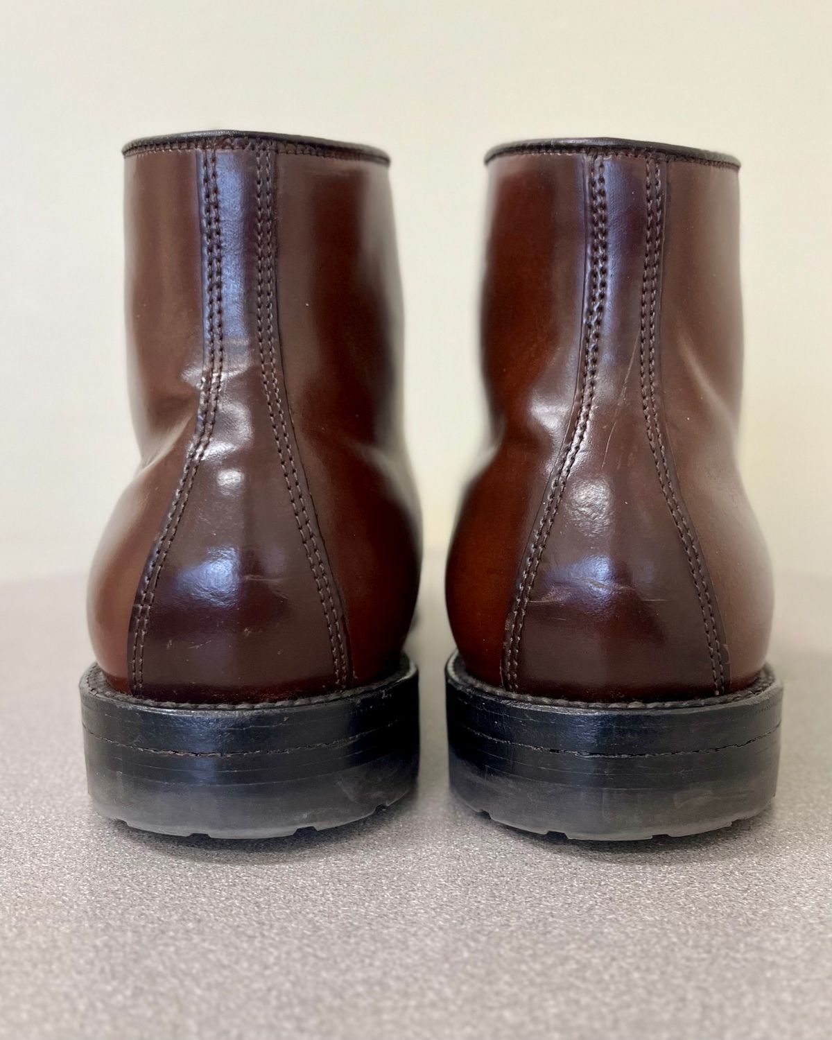 Photo by CellBlaster on November 3, 2023 of the Alden Straight Tip Boot in Horween Color 8 Shell Cordovan.
