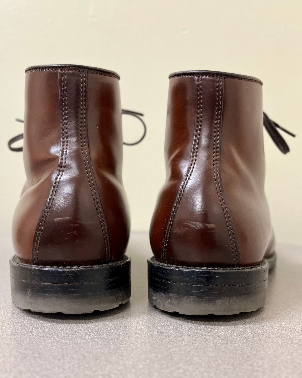 Photo by CellBlaster on December 12, 2023 of the Alden Straight Tip Boot in Horween Color 8 Shell Cordovan.