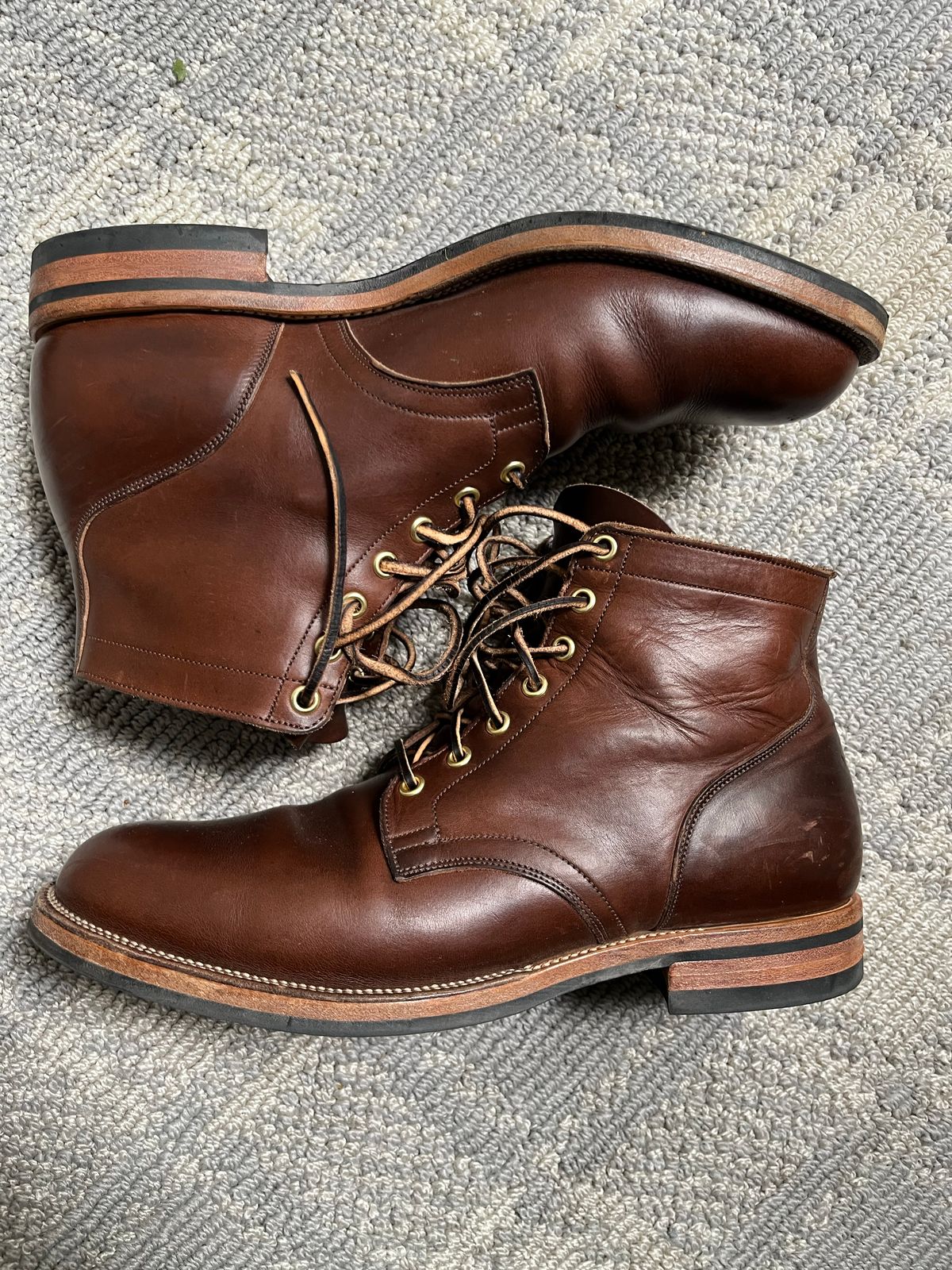 Photo by CellBlaster on July 19, 2022 of the Viberg Service Boot in Horween Brown Chromexcel.