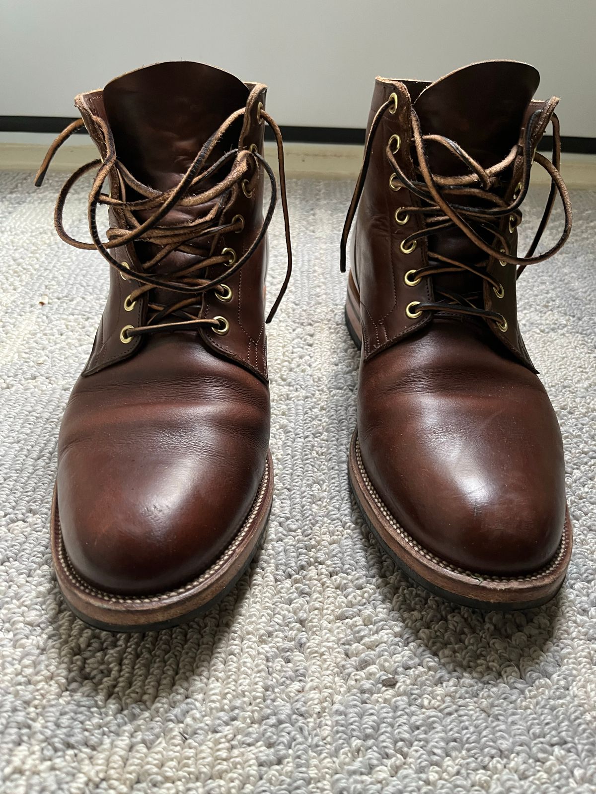 Photo by CellBlaster on July 19, 2022 of the Viberg Service Boot in Horween Brown Chromexcel.