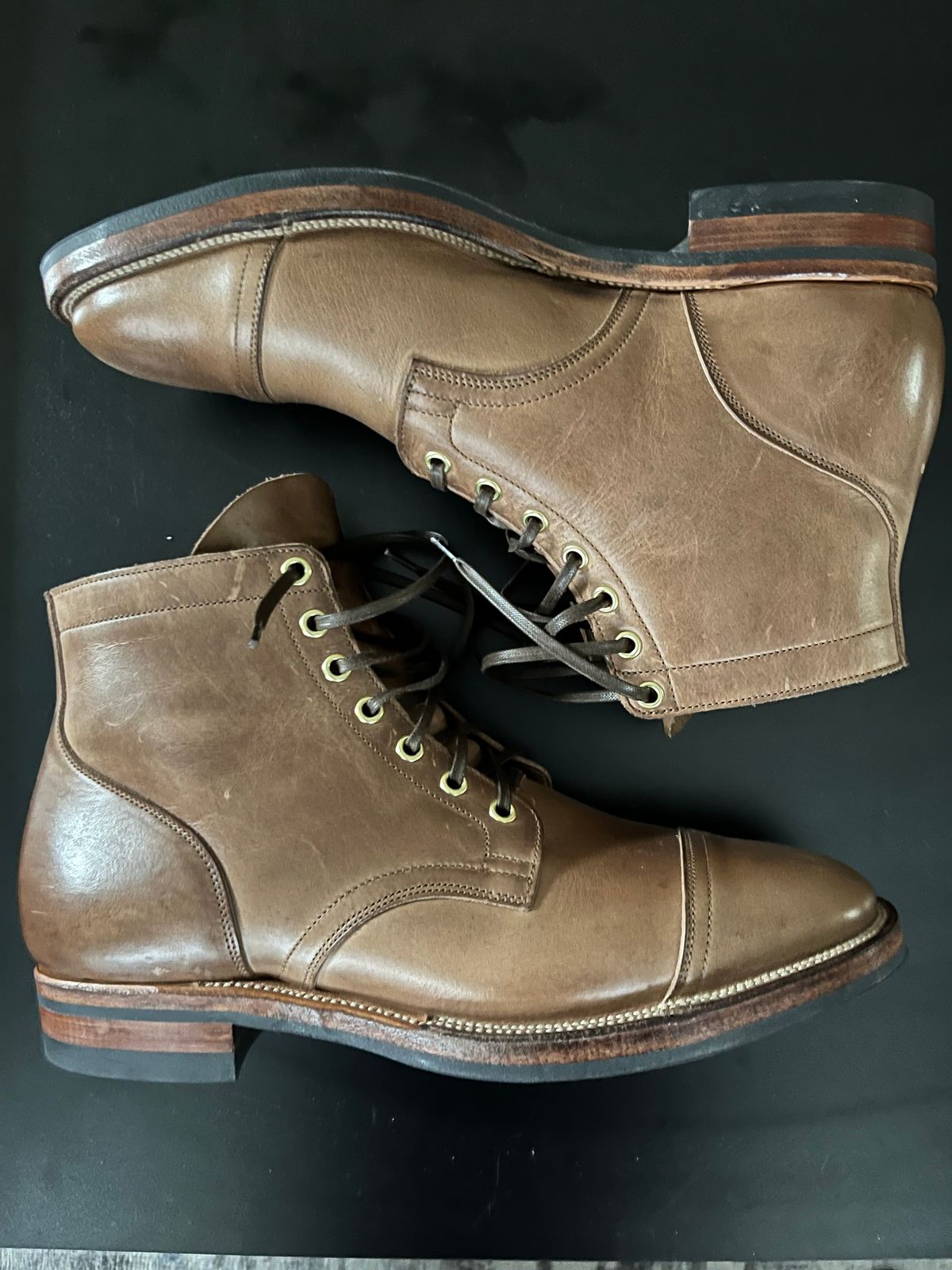 Photo by CellBlaster on September 19, 2022 of the Viberg Service Boot in Horween Natural Chromexcel.