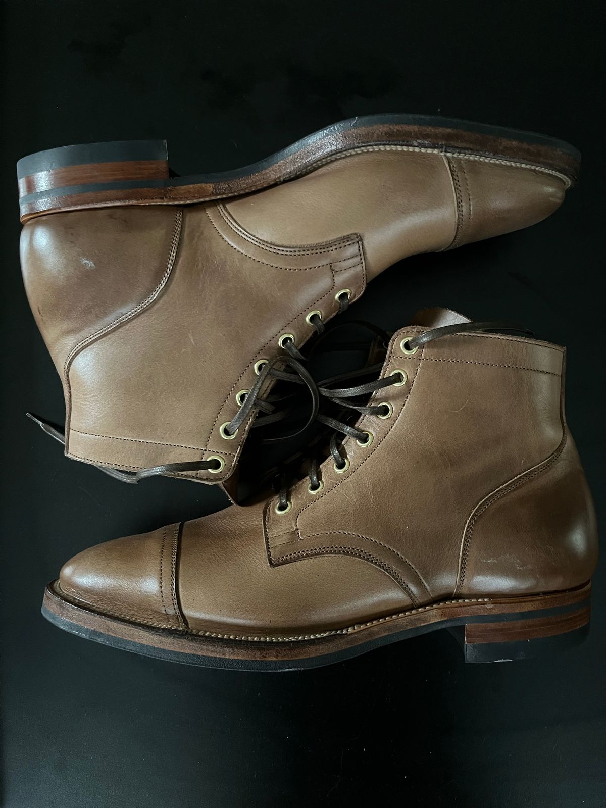 Photo by CellBlaster on September 19, 2022 of the Viberg Service Boot in Horween Natural Chromexcel.