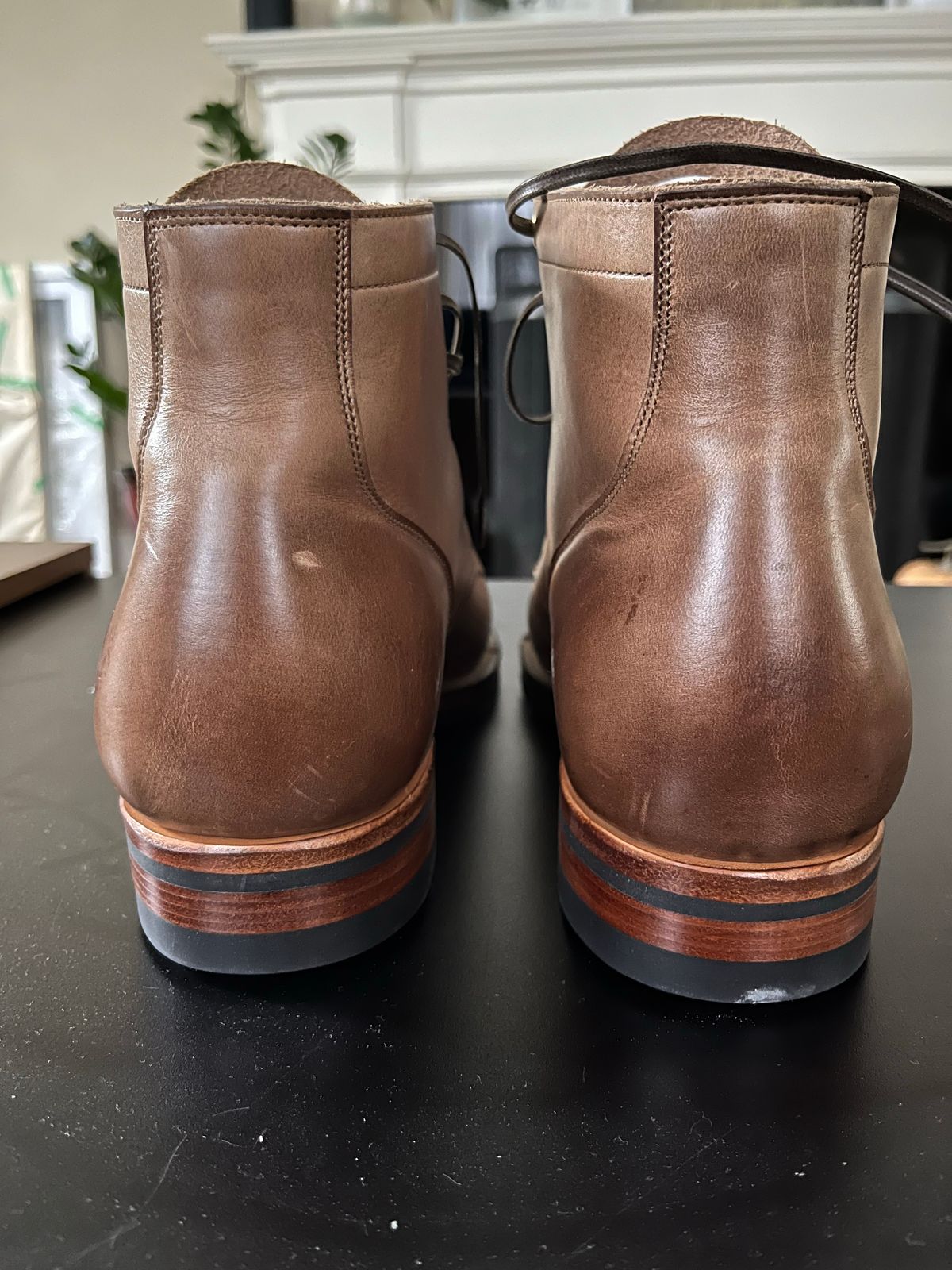 Photo by CellBlaster on September 19, 2022 of the Viberg Service Boot in Horween Natural Chromexcel.