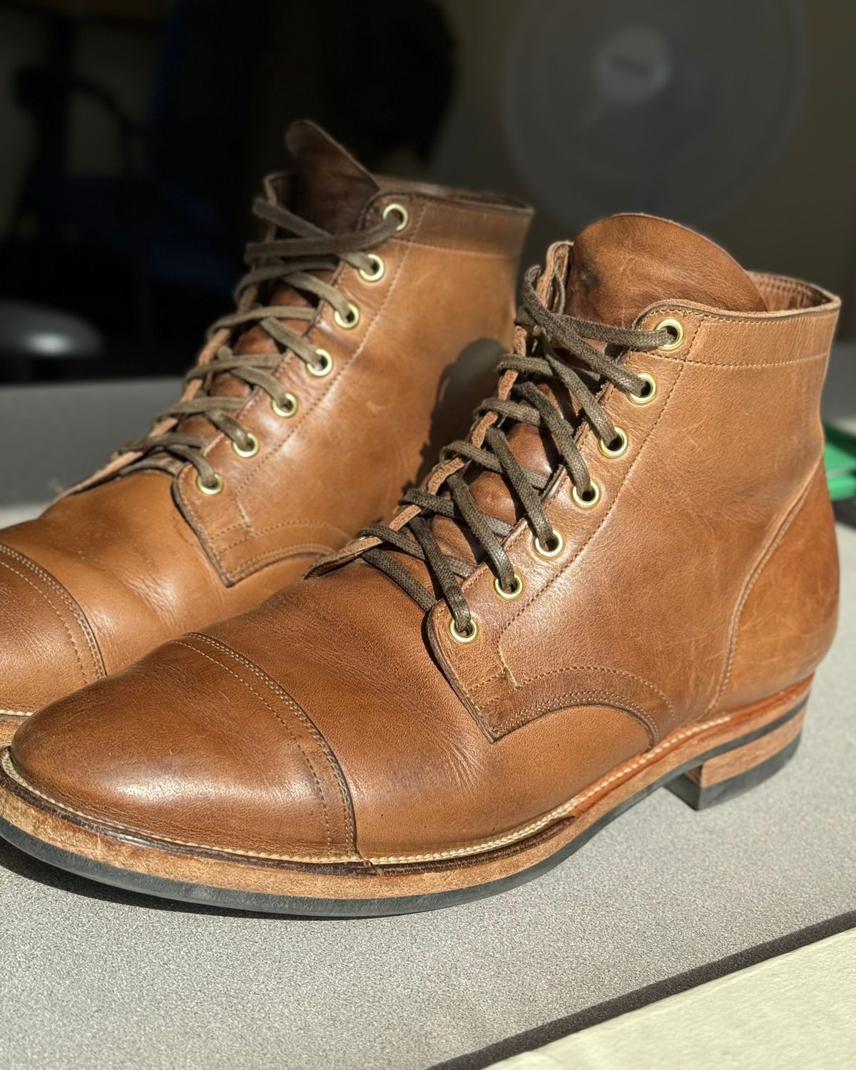 Photo by CellBlaster on October 18, 2024 of the Viberg Service Boot in Horween Natural Chromexcel.