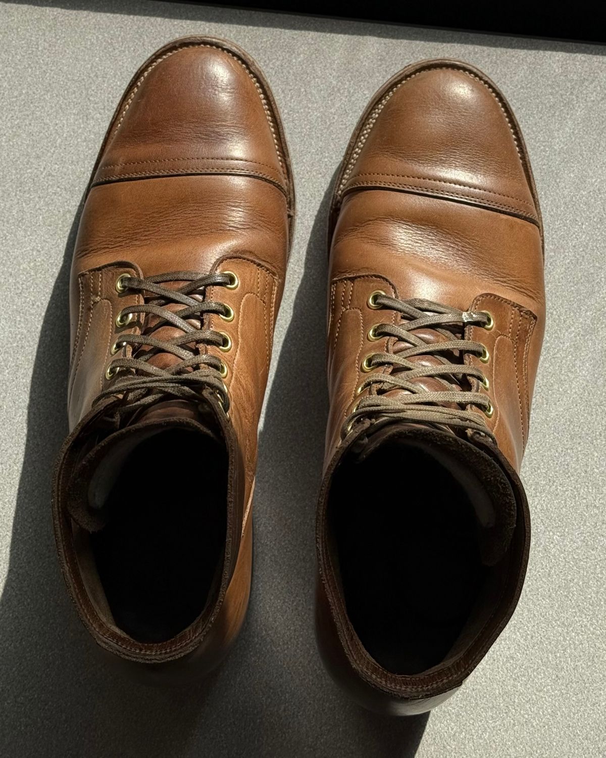 Photo by CellBlaster on October 18, 2024 of the Viberg Service Boot in Horween Natural Chromexcel.