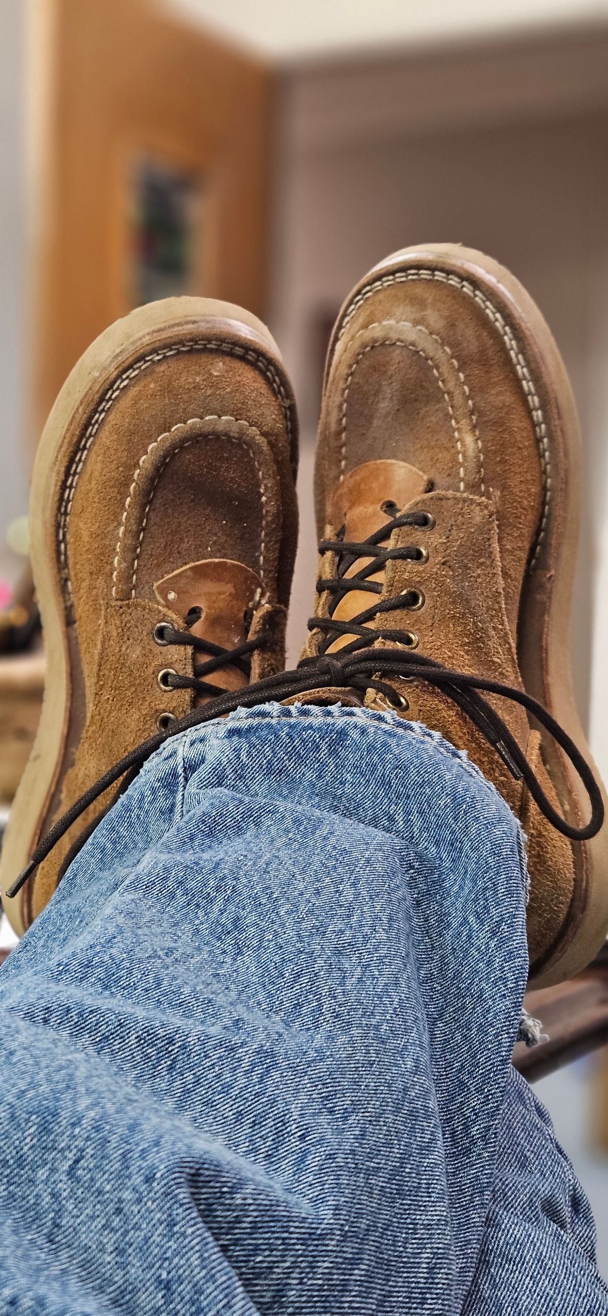 Photo by bro_moc on January 27, 2025 of the Nicks Aldert Strider Moc Toe in Seidel 1964 Tan Roughout.