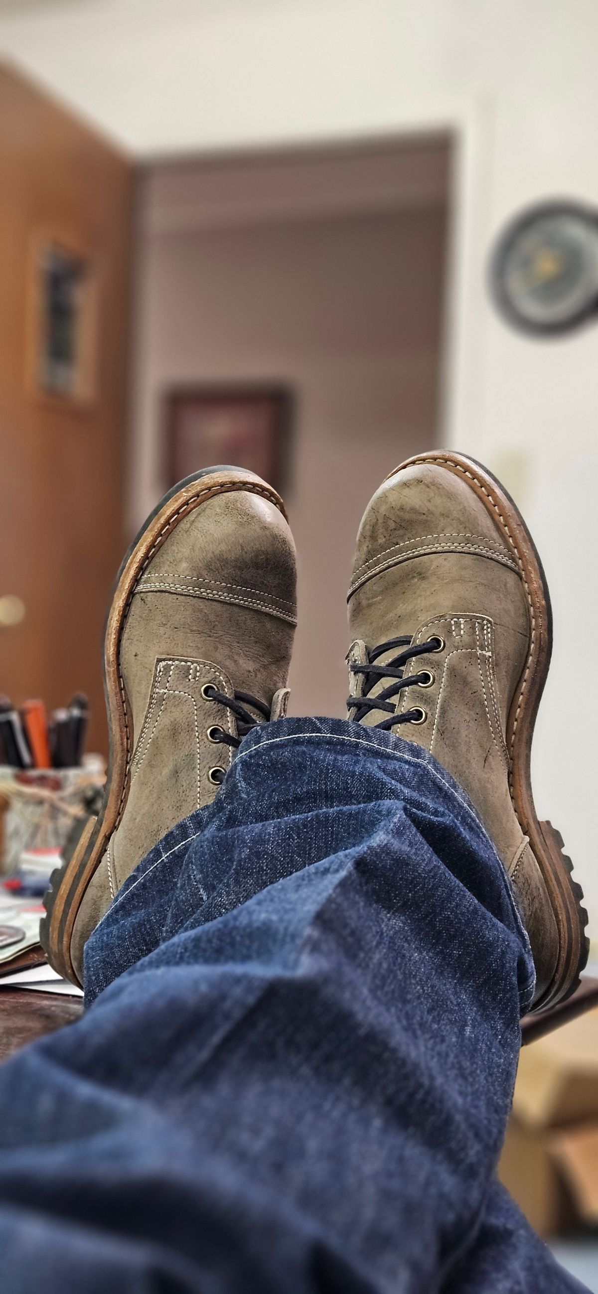 Photo by bro_moc on February 20, 2025 of the Truman Service Boot in C.F. Stead Storm Kudu.