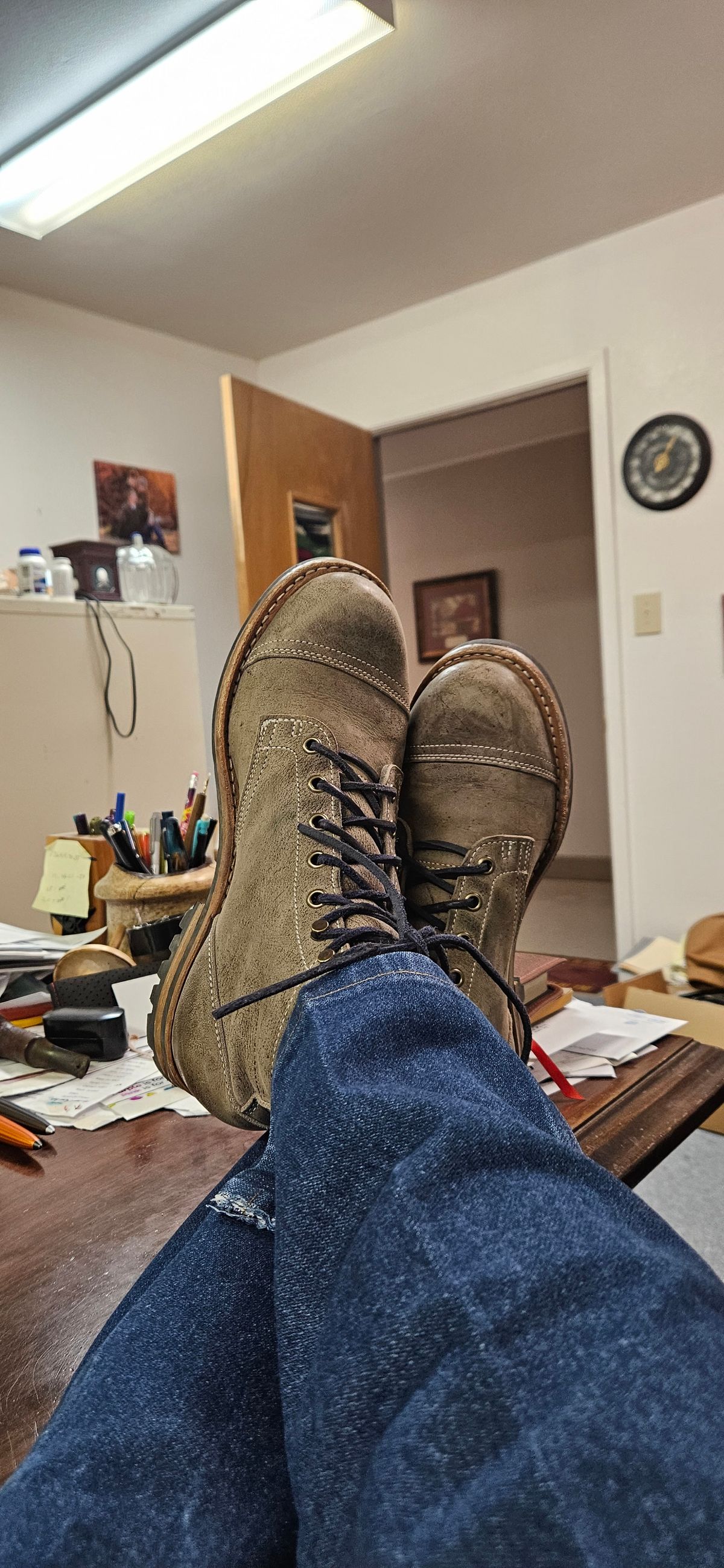 Photo by bro_moc on April 22, 2025 of the Truman Service Boot in C.F. Stead Storm Kudu.