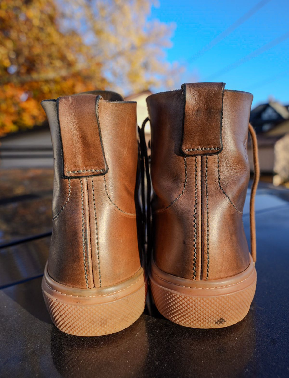Photo by QuietRabbit on November 5, 2025 of the Bob Henderson Railtown Sneaker Boots in Horween Natural Chromexcel.
