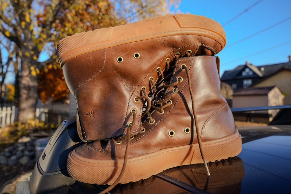 Photo by QuietRabbit on November 5, 2025 of the Bob Henderson Railtown Sneaker Boots in Horween Natural Chromexcel.