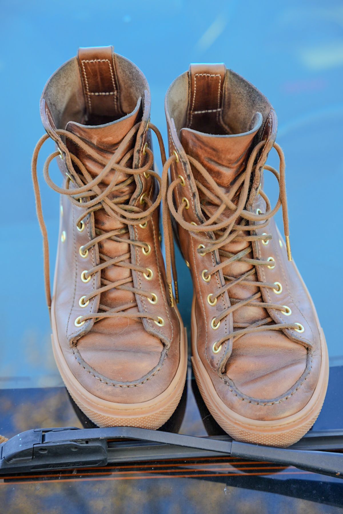 Photo by QuietRabbit on November 5, 2025 of the Bob Henderson Railtown Sneaker Boots in Horween Natural Chromexcel.