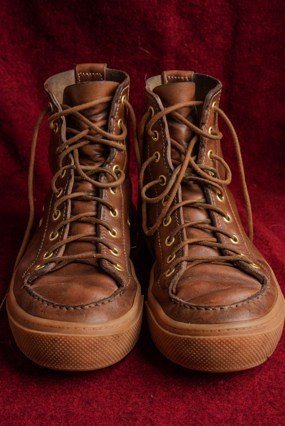 Photo by QuietRabbit on December 6, 2025 of the Bob Henderson Railtown Sneaker Boots in Horween Natural Chromexcel.