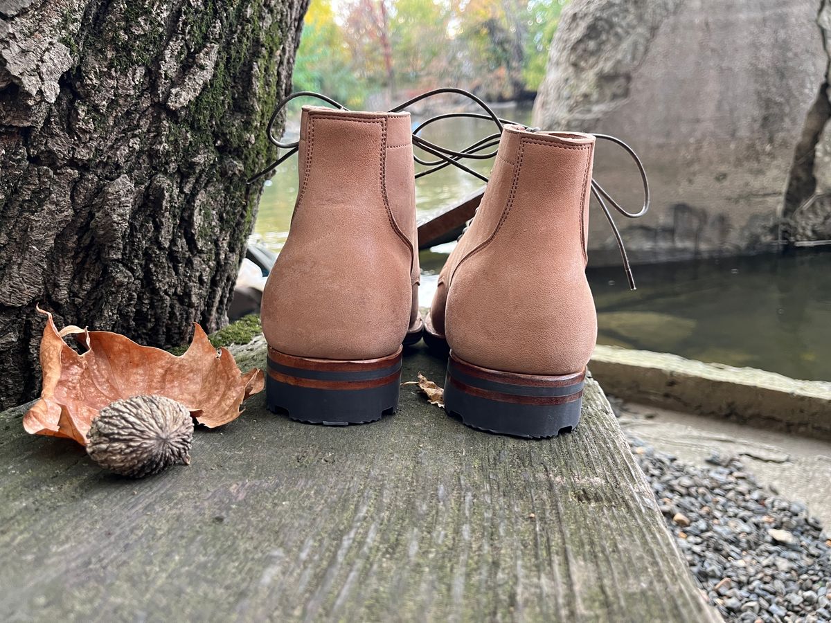 Photo by BoozeHero on November 5, 2023 of the Viberg Service Boot in Horween Natural Crust Double Cordovan.