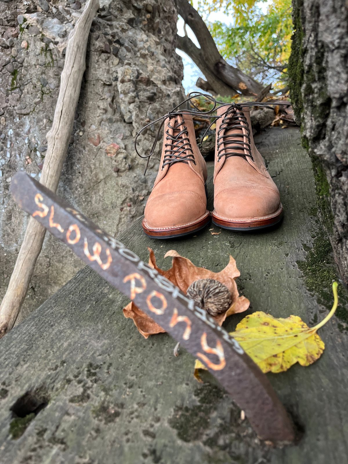 Photo by BoozeHero on November 5, 2023 of the Viberg Service Boot in Horween Natural Crust Double Cordovan.