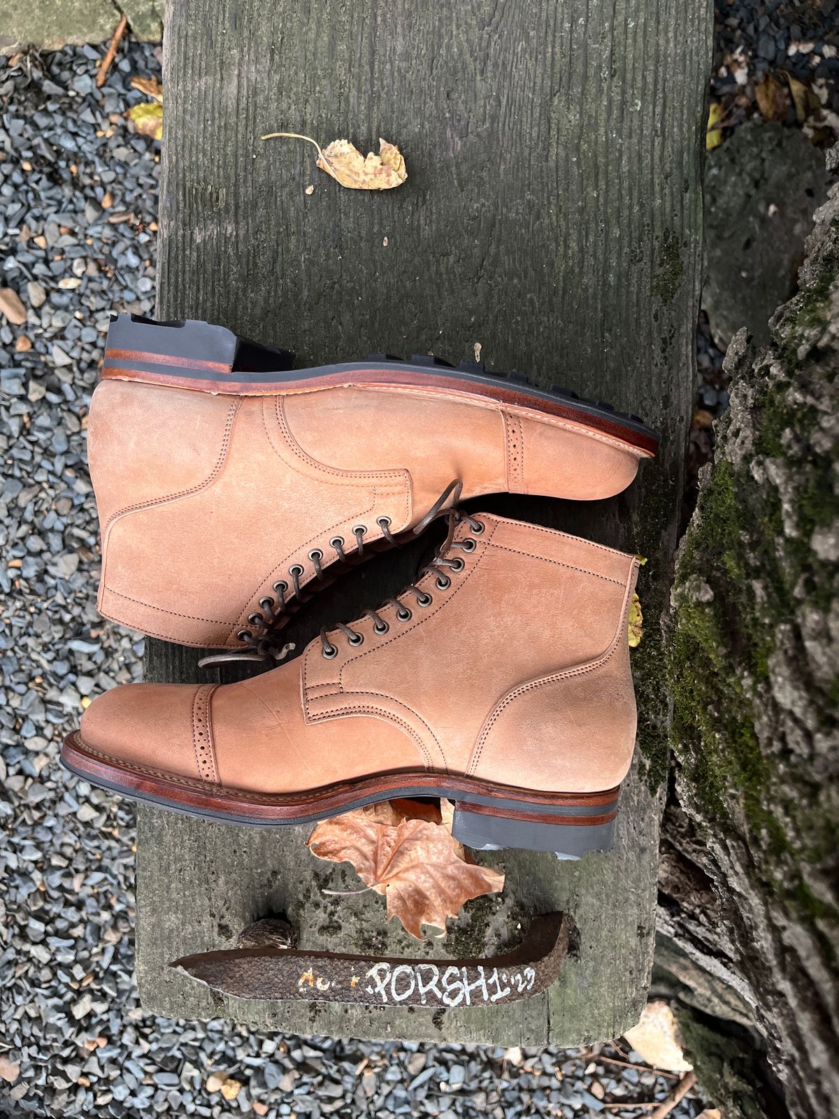 Photo by BoozeHero on November 5, 2023 of the Viberg Service Boot in Horween Natural Crust Double Cordovan.