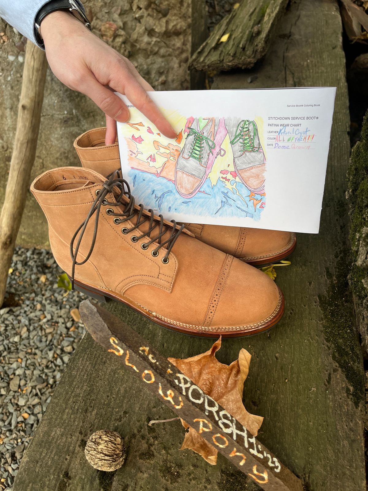 Photo by BoozeHero on November 5, 2023 of the Viberg Service Boot in Horween Natural Crust Double Cordovan.