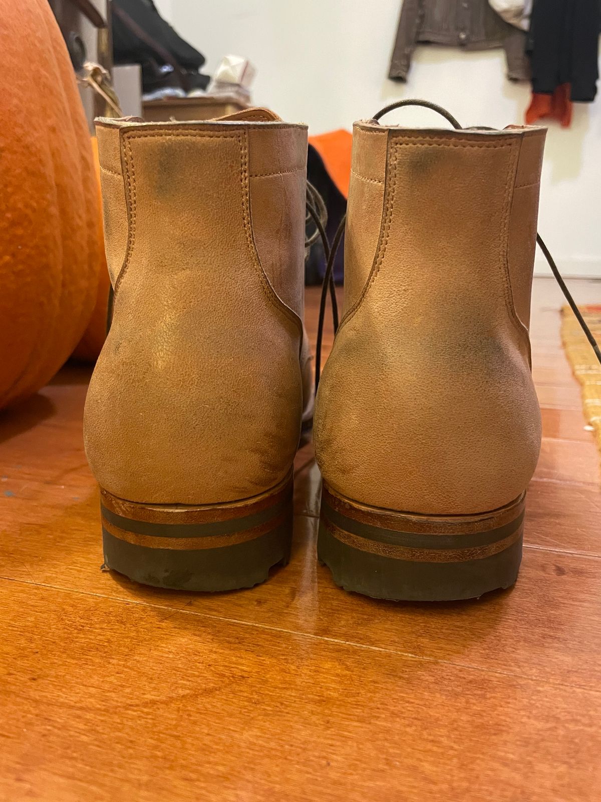 Photo by BoozeHero on December 6, 2023 of the Viberg Service Boot in Horween Natural Crust Double Cordovan.