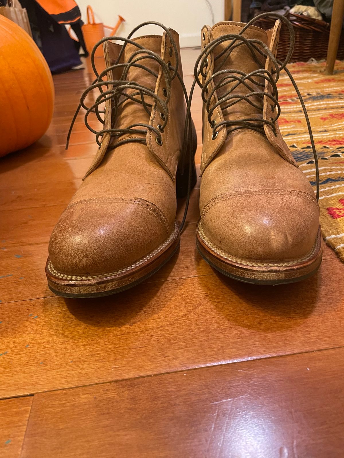 Photo by BoozeHero on December 6, 2023 of the Viberg Service Boot in Horween Natural Crust Double Cordovan.