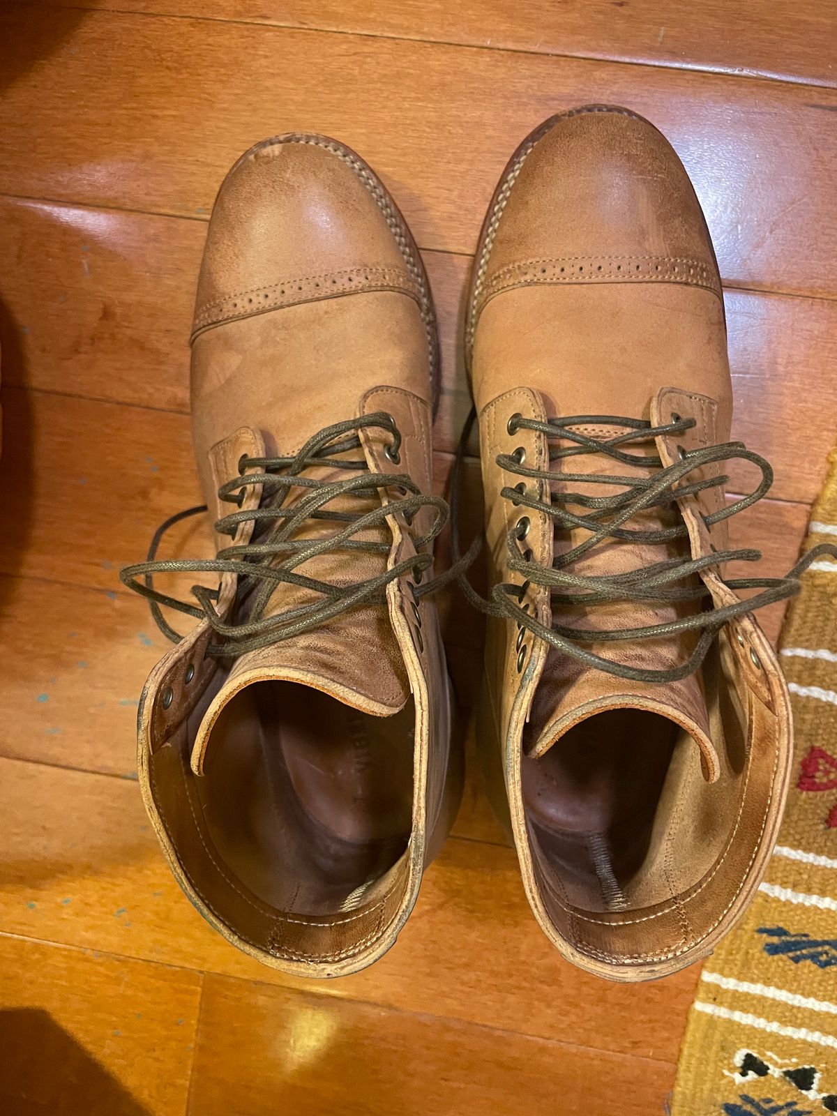 Photo by BoozeHero on December 6, 2023 of the Viberg Service Boot in Horween Natural Crust Double Cordovan.
