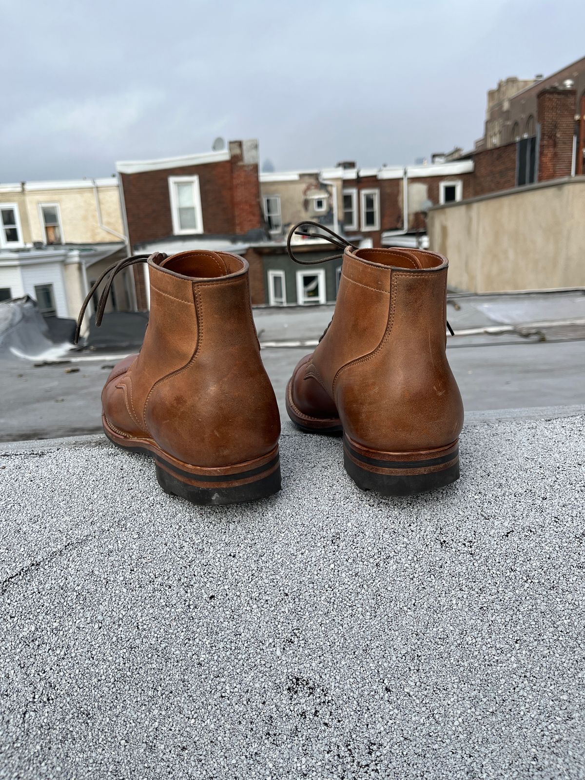 Photo by BoozeHero on February 1, 2024 of the Viberg Service Boot in Horween Natural Crust Double Cordovan.