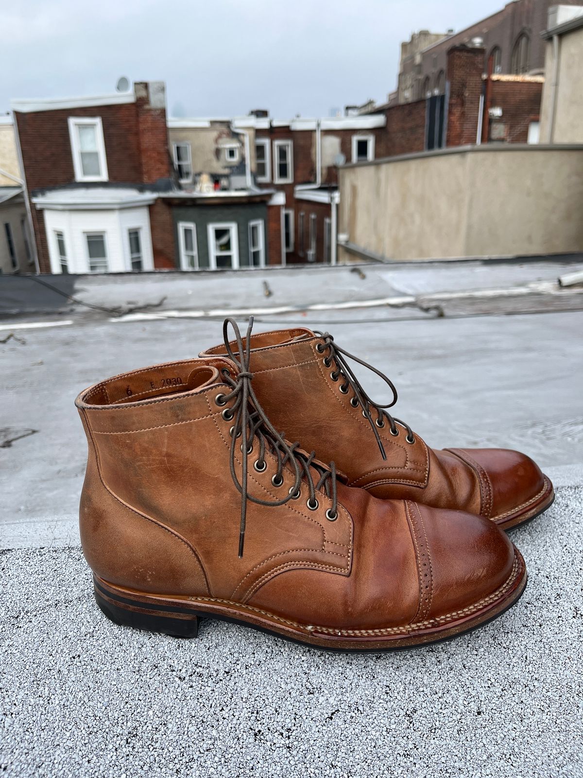 Photo by BoozeHero on February 1, 2024 of the Viberg Service Boot in Horween Natural Crust Double Cordovan.