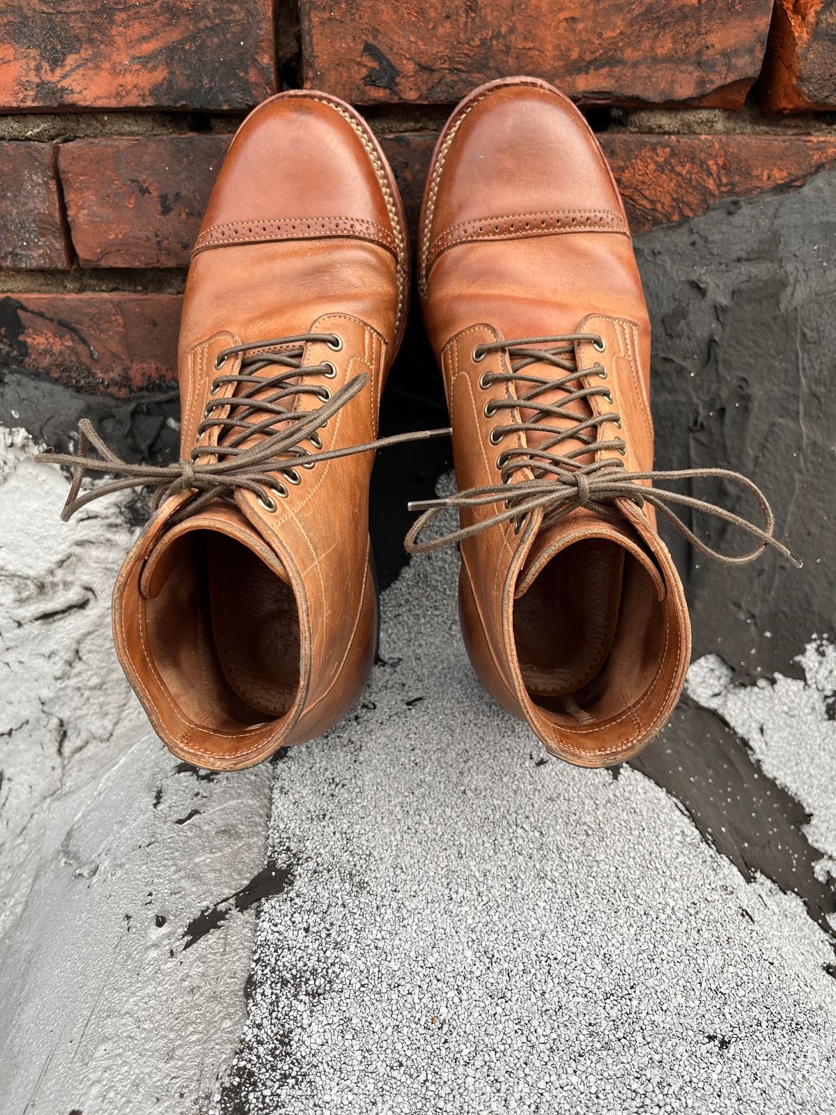 Photo by BoozeHero on February 1, 2024 of the Viberg Service Boot in Horween Natural Crust Double Cordovan.