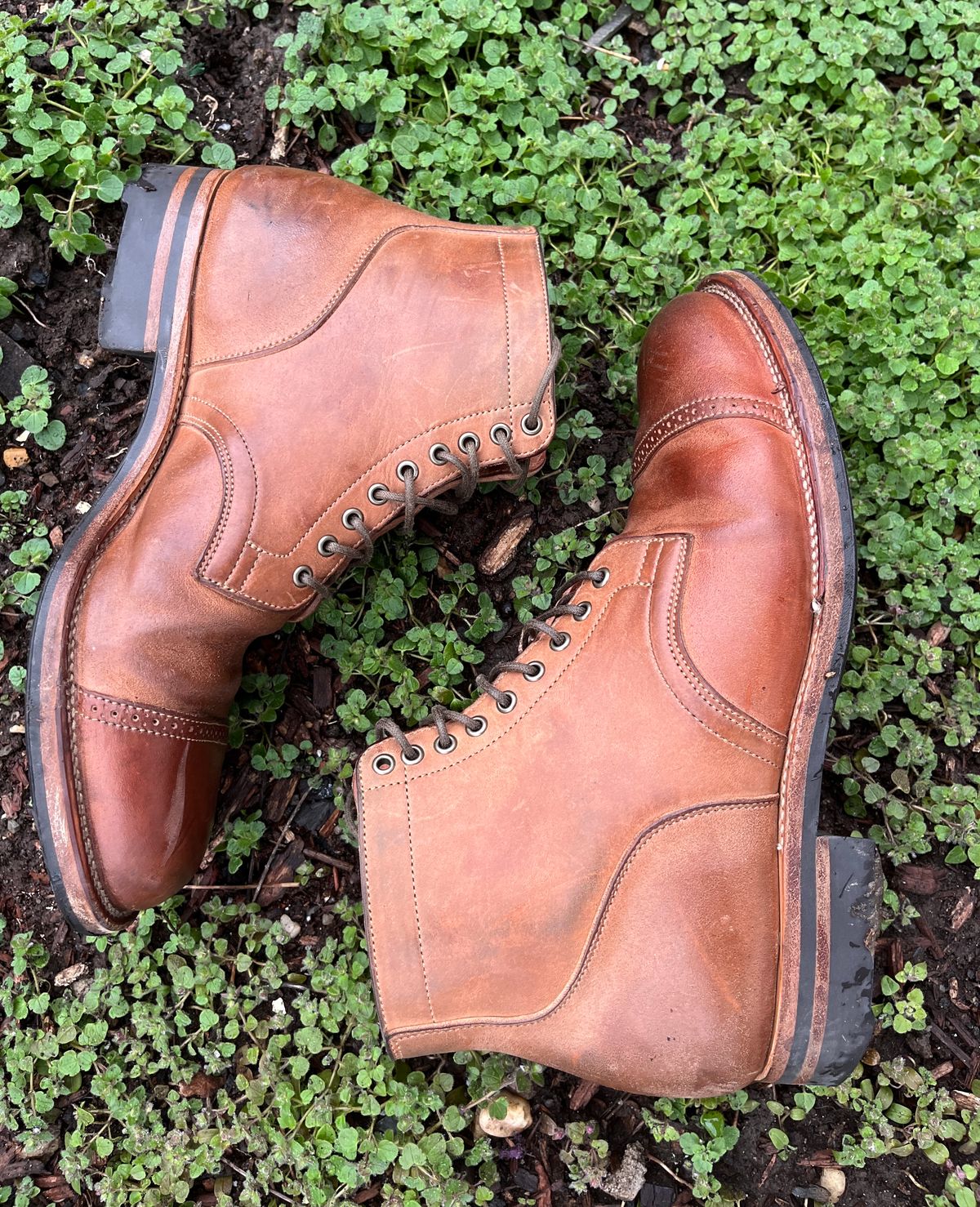 Photo by BoozeHero on March 5, 2024 of the Viberg Service Boot in Horween Natural Crust Double Cordovan.