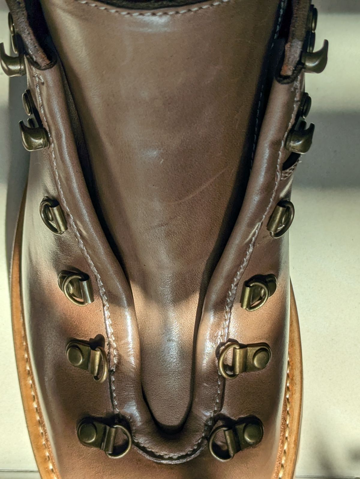Photo by User1 on July 5, 2025 of the Master Zuo Custom Model in Horween Natural Chromexcel.