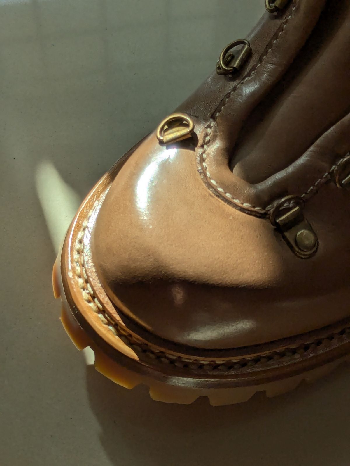 Photo by User1 on July 5, 2025 of the Master Zuo Custom Model in Horween Natural Chromexcel.