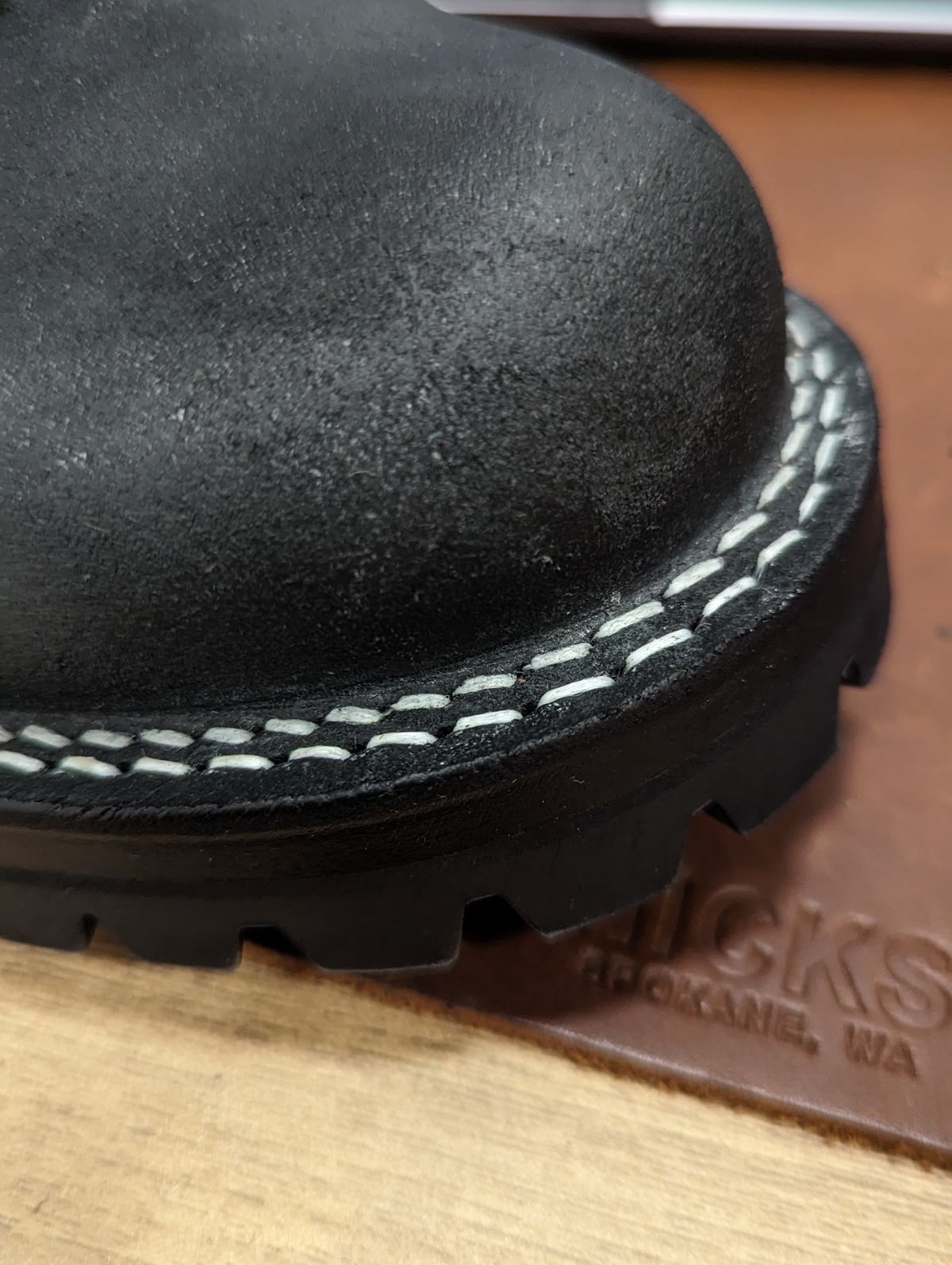 Photo by User1 on March 13, 2024 of the Drew's Boots 8-Inch Logger in Black Smooth & Black Roughout.