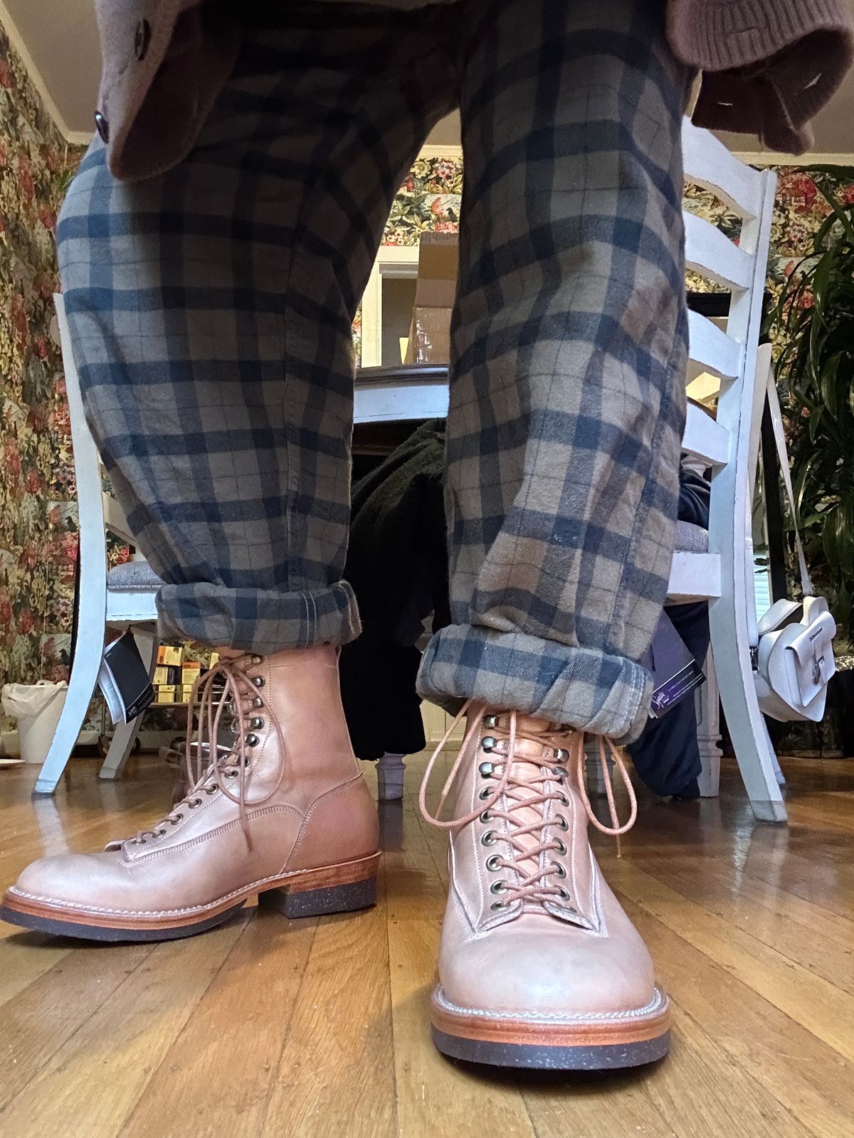 Photo by sweetchippies on November 22, 2023 of the Onderhoud LCV01 Lineman Boot in Wickett & Craig Russet Traditional Harness.
