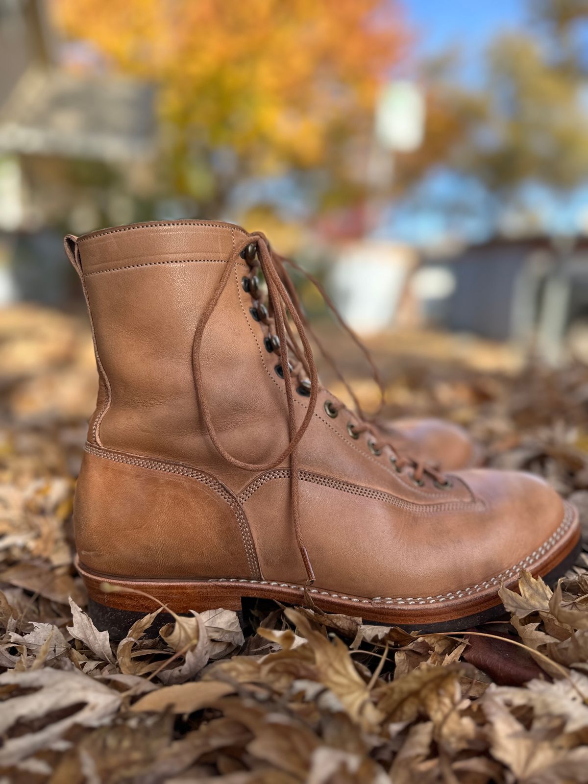 Photo by sweetchippies on December 1, 2023 of the Onderhoud LCV01 Lineman Boot in Wickett & Craig Russet Traditional Harness.