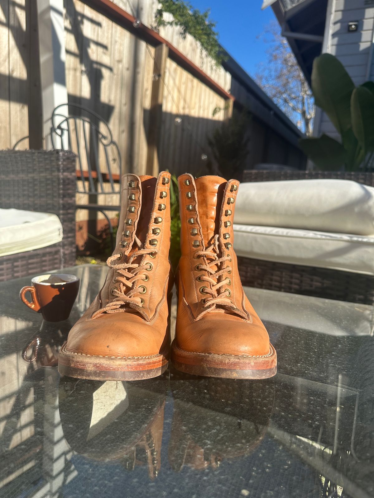 Photo by sweetchippies on January 5, 2024 of the Onderhoud LCV01 Lineman Boot in Wickett & Craig Russet Traditional Harness.