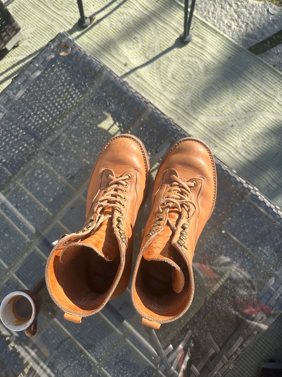 Photo by sweetchippies on January 5, 2024 of the Onderhoud LCV01 Lineman Boot in Wickett & Craig Russet Traditional Harness.