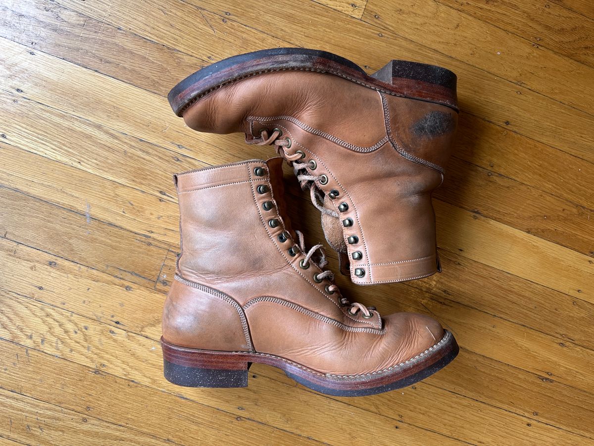 Photo by sweetchippies on March 4, 2024 of the Onderhoud LCV01 Lineman Boot in Wickett & Craig Russet Traditional Harness.