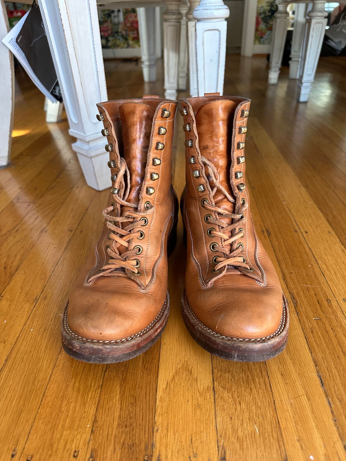 Photo by sweetchippies on April 3, 2024 of the Onderhoud LCV01 Lineman Boot in Wickett & Craig Russet Traditional Harness.