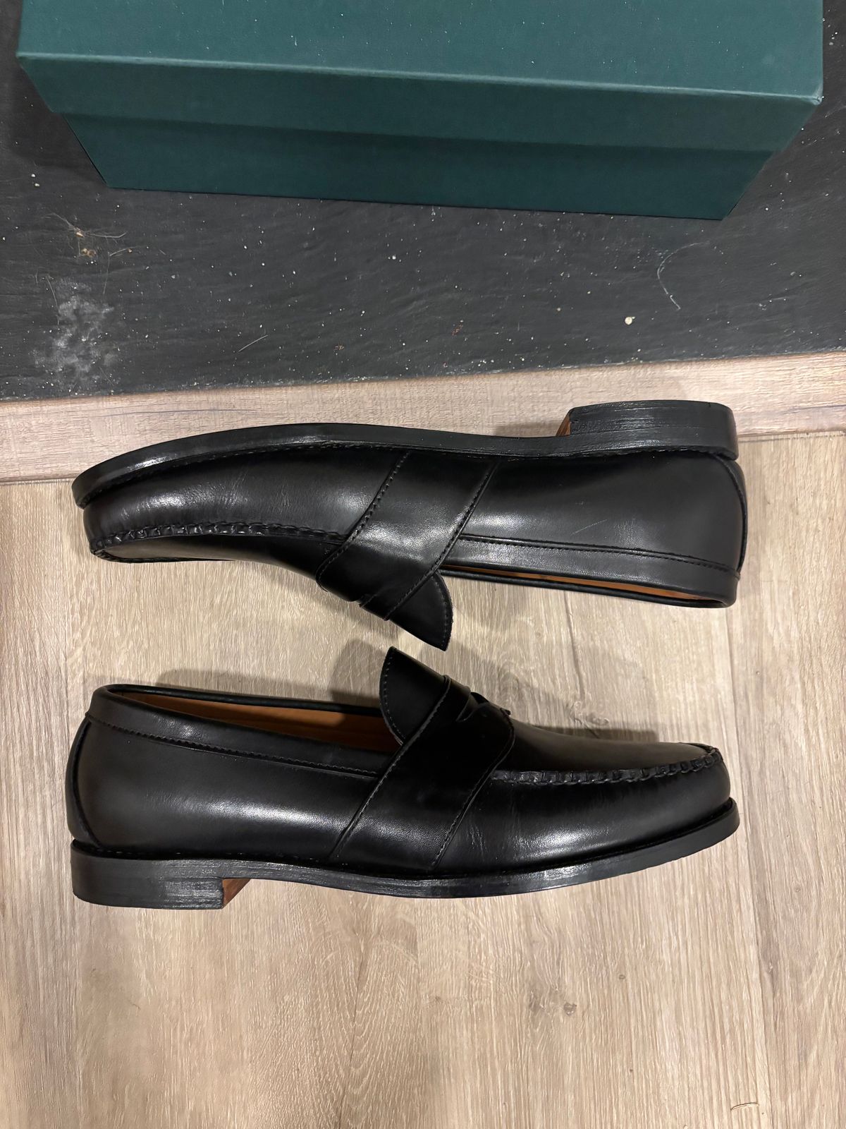 Photo by nickhwils on October 1, 2025 of the Rancourt & Co. Weltline Penny Loafer in Black Calfskin.