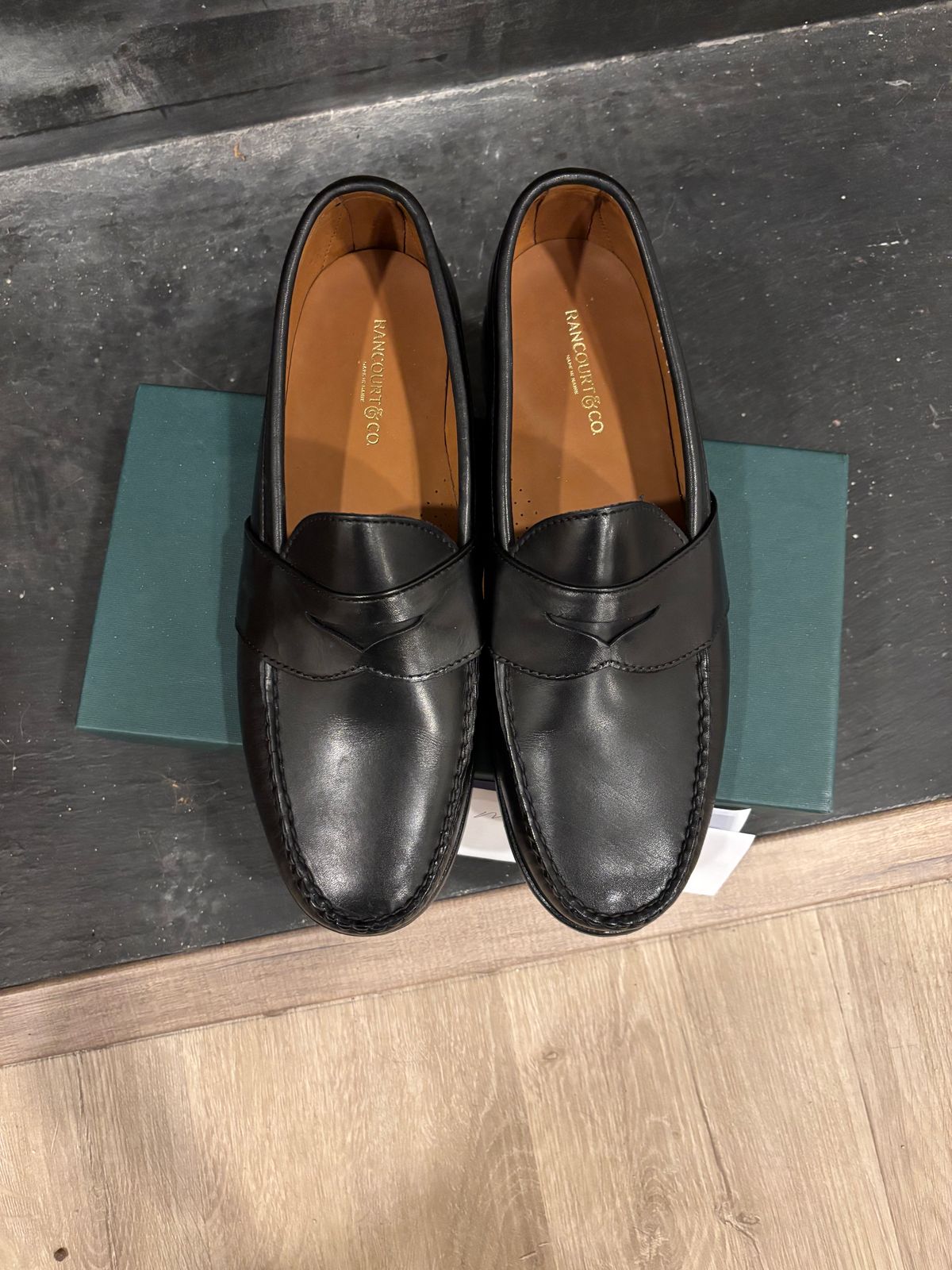 Photo by nickhwils on October 1, 2025 of the Rancourt & Co. Weltline Penny Loafer in Black Calfskin.