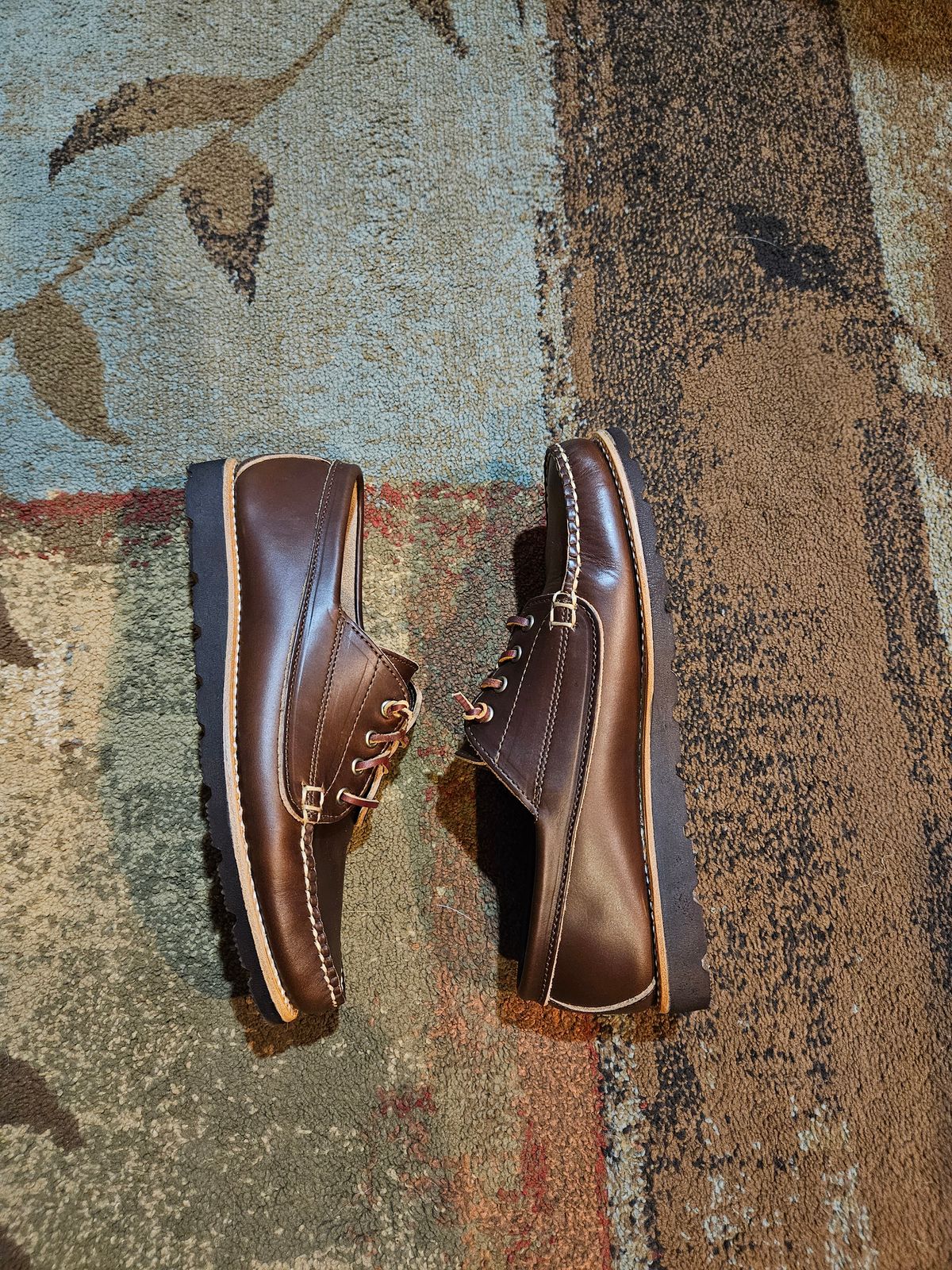 Photo by bars_grover23 on September 12, 2024 of the Rancourt & Co. Baxter Ranger Moc in Horween Carolina Brown Chromexcel.