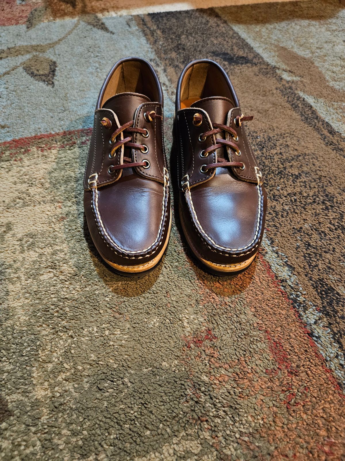 Photo by bars_grover23 on September 12, 2024 of the Rancourt & Co. Baxter Ranger Moc in Horween Carolina Brown Chromexcel.