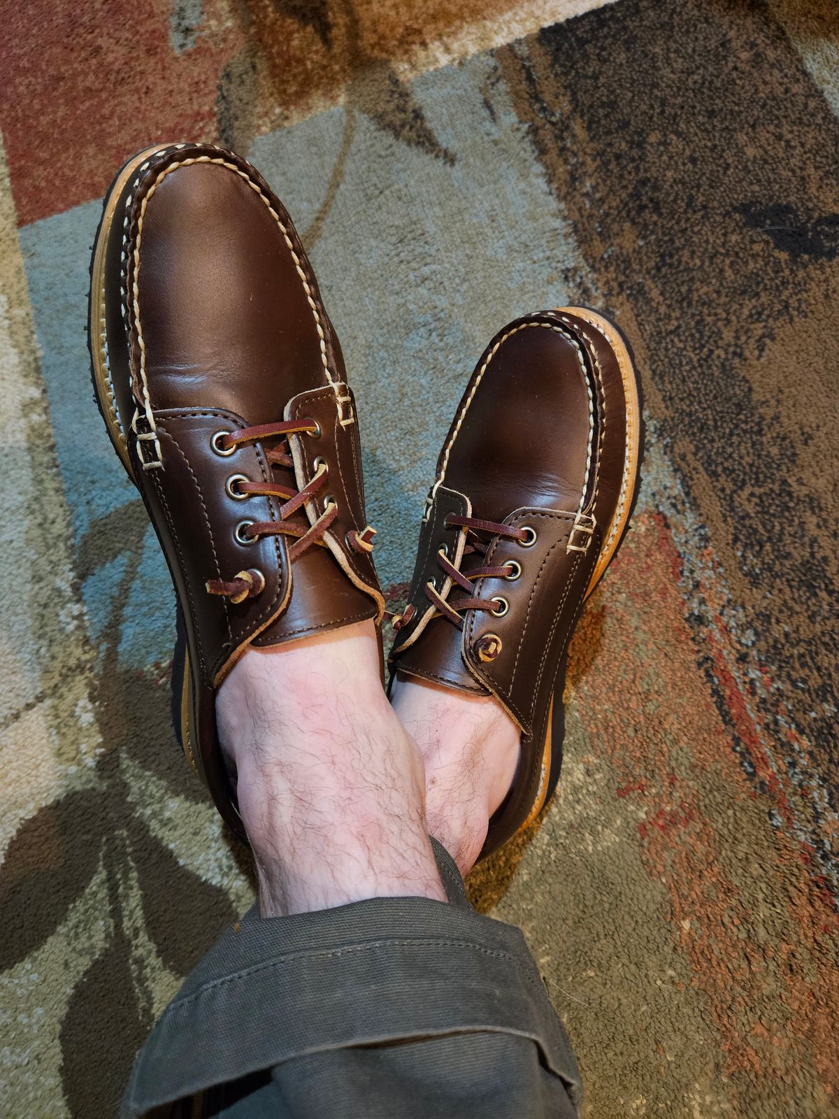 Photo by bars_grover23 on September 12, 2024 of the Rancourt & Co. Baxter Ranger Moc in Horween Carolina Brown Chromexcel.